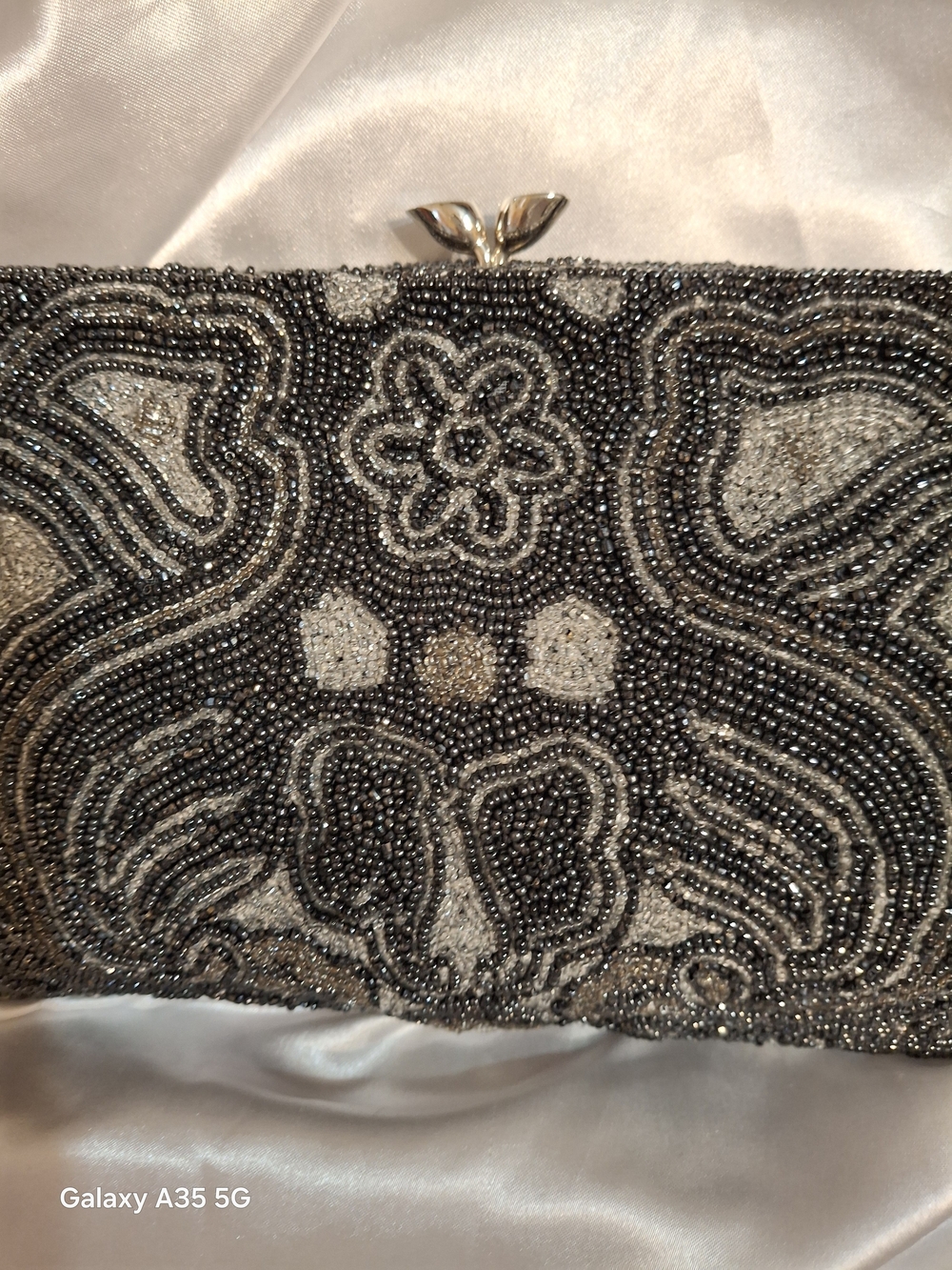 Vintage Walborg Black Beaded Kisslock Evening Clutch Made In Belgium